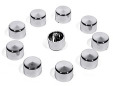 Produktbild - Schrauben Abdeckungen 1/4" Chrom für Harley Motor Getriebe Primär Bolt Cover 9mm