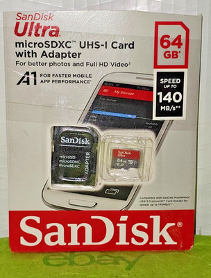 Sandisk Ultra 64GB MicroSD with SD Adapter A1 140MB/s Full HD Video OPEN BOX