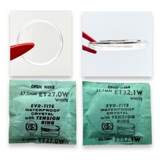 Round Watch Crystal x 1 G-S EVR-TITE Waterproof 16.1 - 34.5 WHITE Tension Ring