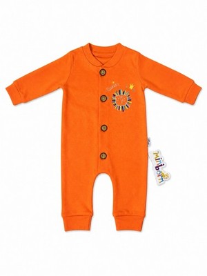 Baby Overall Löwenmotiv Baumwolle Strampler Unisex 0 3 Monate ORANGE Neu