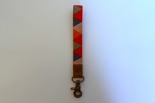 Geometric Woven Canvas Wristlet Keychain Lany...