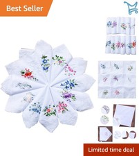 Cotton Embroidered Ladies Lace Handkerchiefs Pack 24 pcs Floral Gift