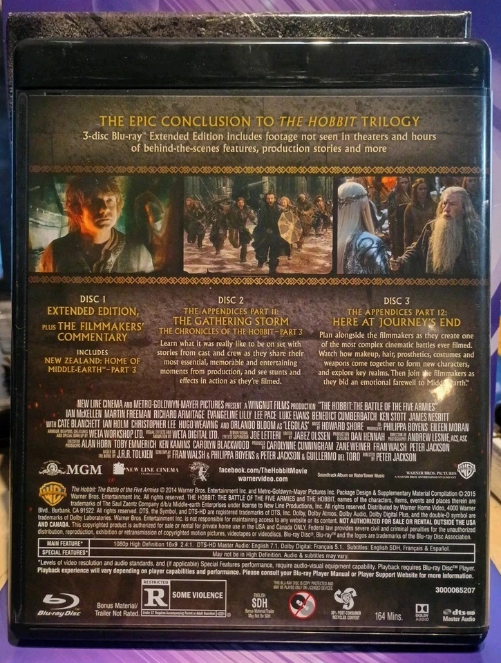 The Hobbit: the Battle of the Five Armies (Extended Edition) (Blu-ray, 2014)  - Image 2 of 4