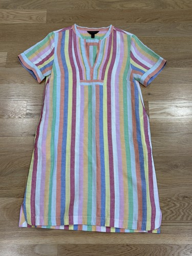 J. Crew Candy Stripe Dress XS EUC Rainbow Stripe Shift Pockets