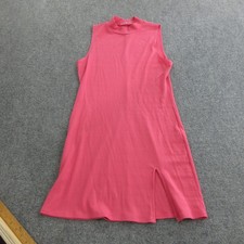 Reformation Dress Womens XL Pink Ribbed Mock Neck Sleeveless Knit Shift Mini