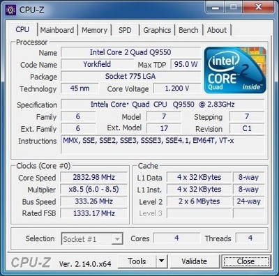 INTEL Core 2 Quad Q9550 (2.83 GHz) LGA775 Yorkfield Used Good (2)