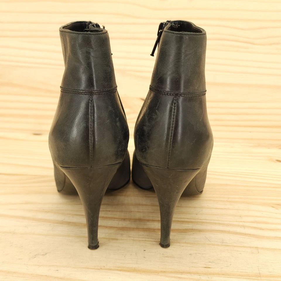 Botines J Crew Mujer Talla 9 Gris Cuero Cremallera Stiletto Tacón Alto Elegante Botín Foto 4 de 4