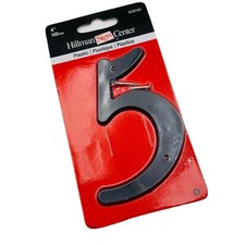 House Number 5 Only Black Plastic Modern Classic Flush Mount New 4 Inch