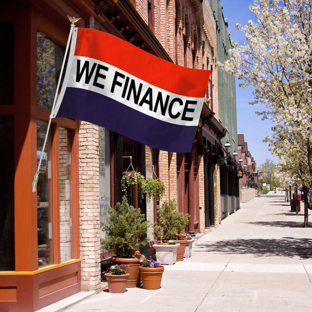 Bandiera We Finance 3x5ft – Bandiera Rettangolare Rossa Bianca E Blu Con Scritta, In Poliestere