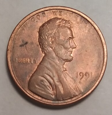 1991 Lincoln STRUCK THRU GREASE Obv Missing 1 in Date-LI in LIBERTY -IN&TRUST