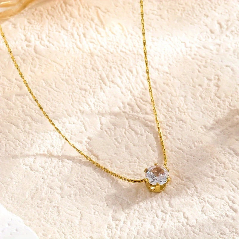 Conjunto de brinco feminino colar folheado a ouro amarelo 14K testador redondo passe moissanita - Imagem 2 de 4