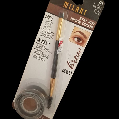 Milani STAY PUT BROW COLOR 12HR Long Lasting Waterproof #01 SOFT BROWN 0.06 oz - Picture 15 of 24