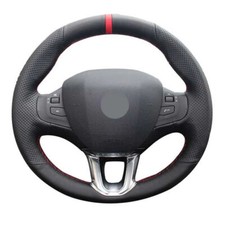 Custom Black PU Leather Steering Wheel Stitch on Cover For Peugeot 208 2011-2019