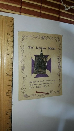 1931 "THE LIMPIAS MEDAL" JESUS MEDAL ON ORIGINAL CARD BY W.J. SULLIVAN CO. LOOK!