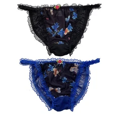 Nylon Sheer Soft Tanga Frilly Panties Bikini Sissy TV CD Knickers Size 10 - 20