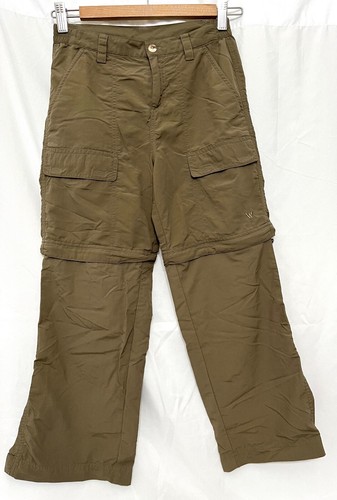 220279 Boys M WHILE SIERRA Dark Khaki Brown Convertible Nylon Pants Shorts GUC  - Picture 1 of 3