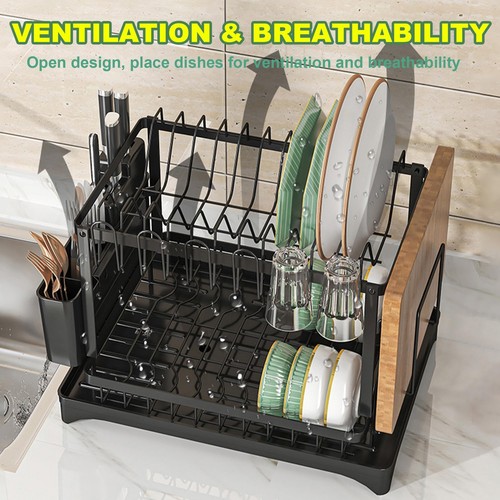 Kitchen 2 Tier Dish Drying Rack Dish Drainers for Kitchen Counter Large Dishe... - Picture 5 of 8