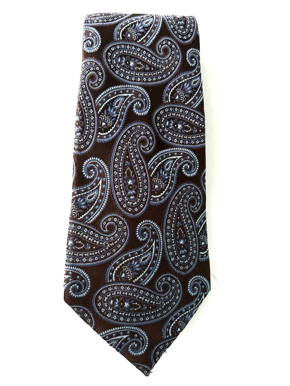 Jones New York Men's Paisley Blue Brown 100% Silk Necktie