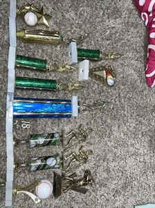 Lot of 11 BASEBALL SOFTBALL Trophy Lot Figures - Plastic Gold - Boy, Man