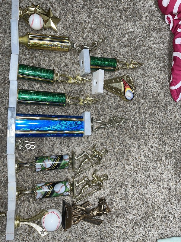 Lot of 11 BASEBALL SOFTBALL Trophy Lot Figures - Plastic Gold - Boy, Man