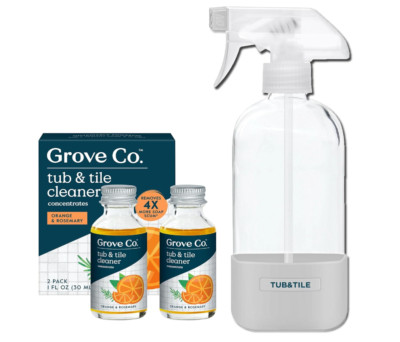 Grove Co. Tub and Tile Cleaner Refill Concentrate (2 ) + 1 Glass Bottle Orange 