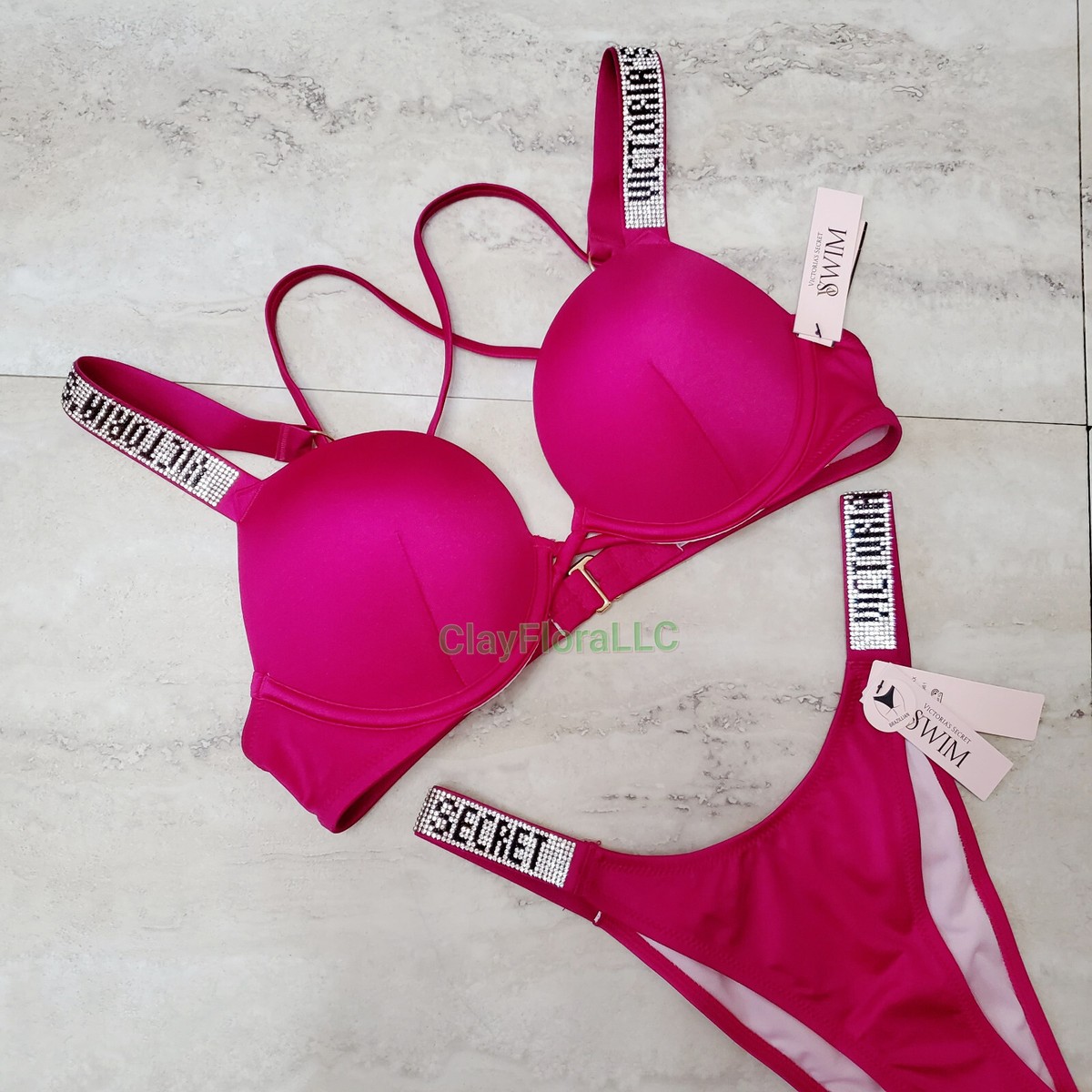 Victoria's Secret BOMBSHELL Push Up SWIM rhinestones shine