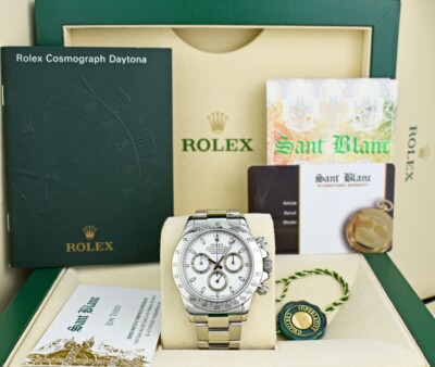 ROLEX - Stainless Steel DAYTONA White Dial Fat Buckle 116520 40mm - SANT BLANC