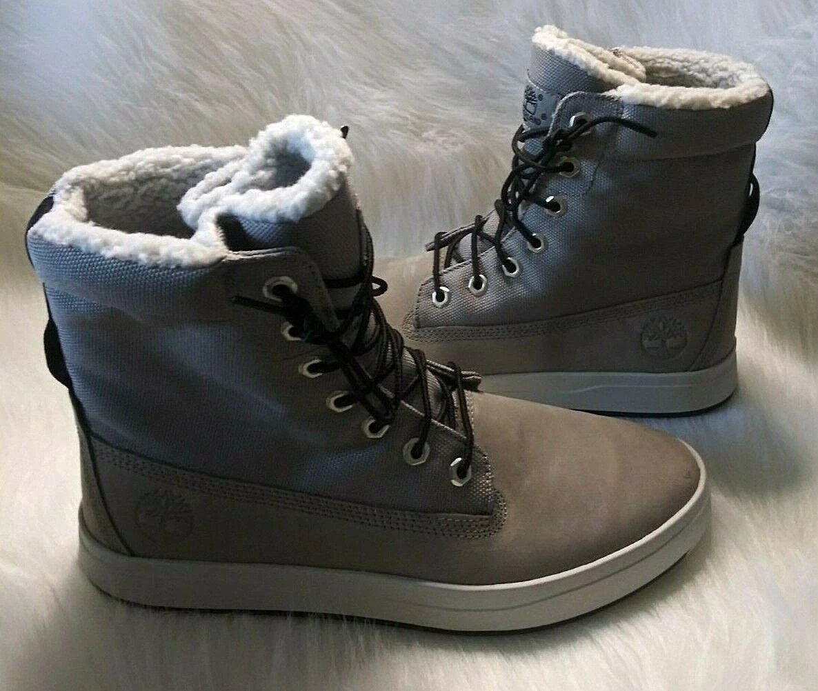 Timberland RICHMOND RIDGE Nubuck Mens Size 9.5 Fur Lined Leather Boots Gray Gift