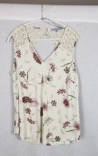 Daniel Rainn Blouse Top 1X Ivory Multicolor Floral Lace Casual Autumn Fall
