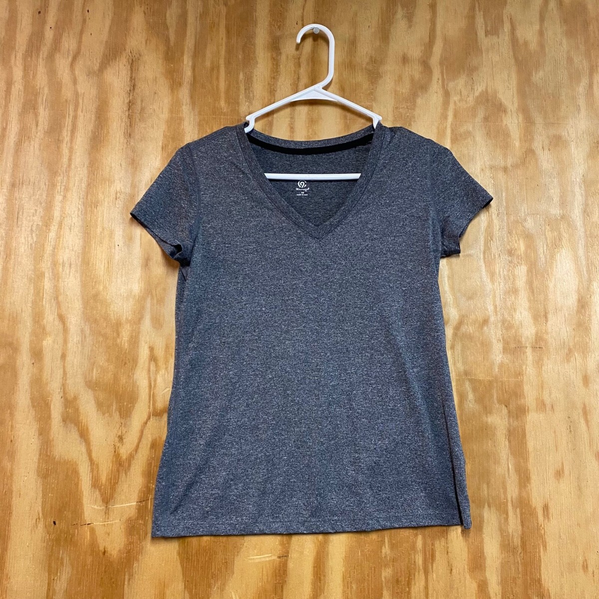 Champion Women's Lightweight Athletic V Neck Short Sleeve Shirt Gray Size XS