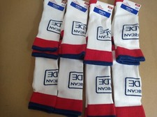 USA Men s Patriotic Crew Socks White/Red/Blue, 8 Pairs, Size 6-12. NEW