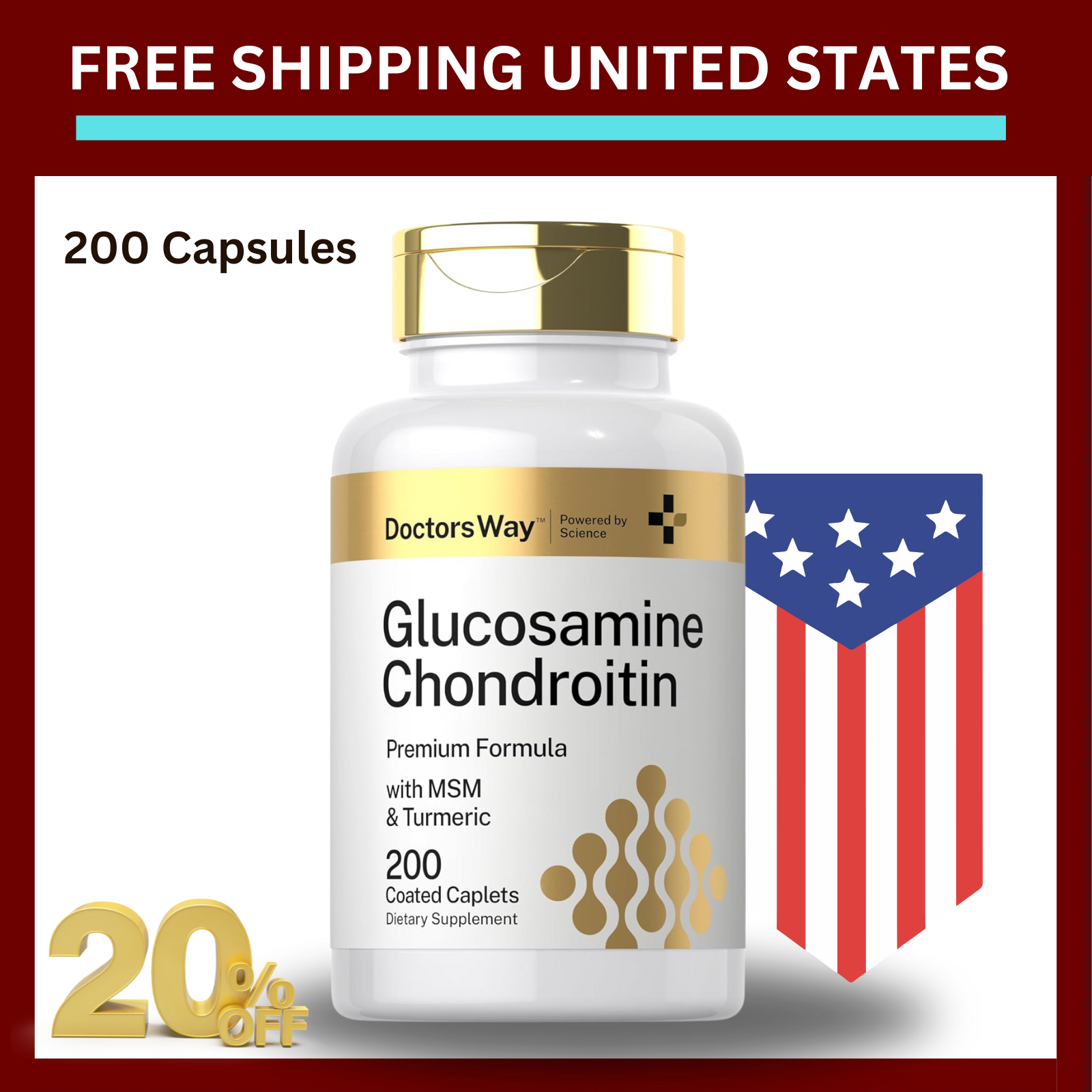 Glucosamine Chondroitin Turmeric MSM Triple Strength Joint Support free shipping