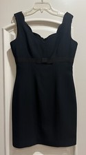 Kenar Women’s Little Black Dress LBD Size 6 Scalloped With Black Grosgrain Bow
