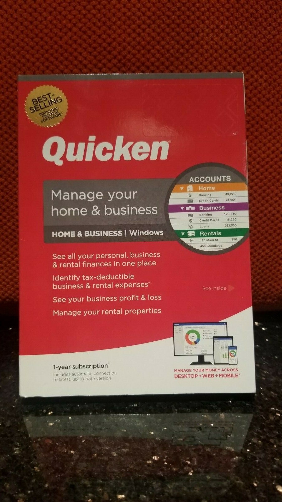 QUICKEN HOME &amp; BUSINESS FOR Windows CD , 1 YR SUBSCRIPTION, NEW, LATEST  VERSION 841798101629 | eBay