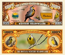 STURNELLE de l'Ouest BILLET MILLION DOLLAR Oiseau Passereau MONTANA Etats Animal