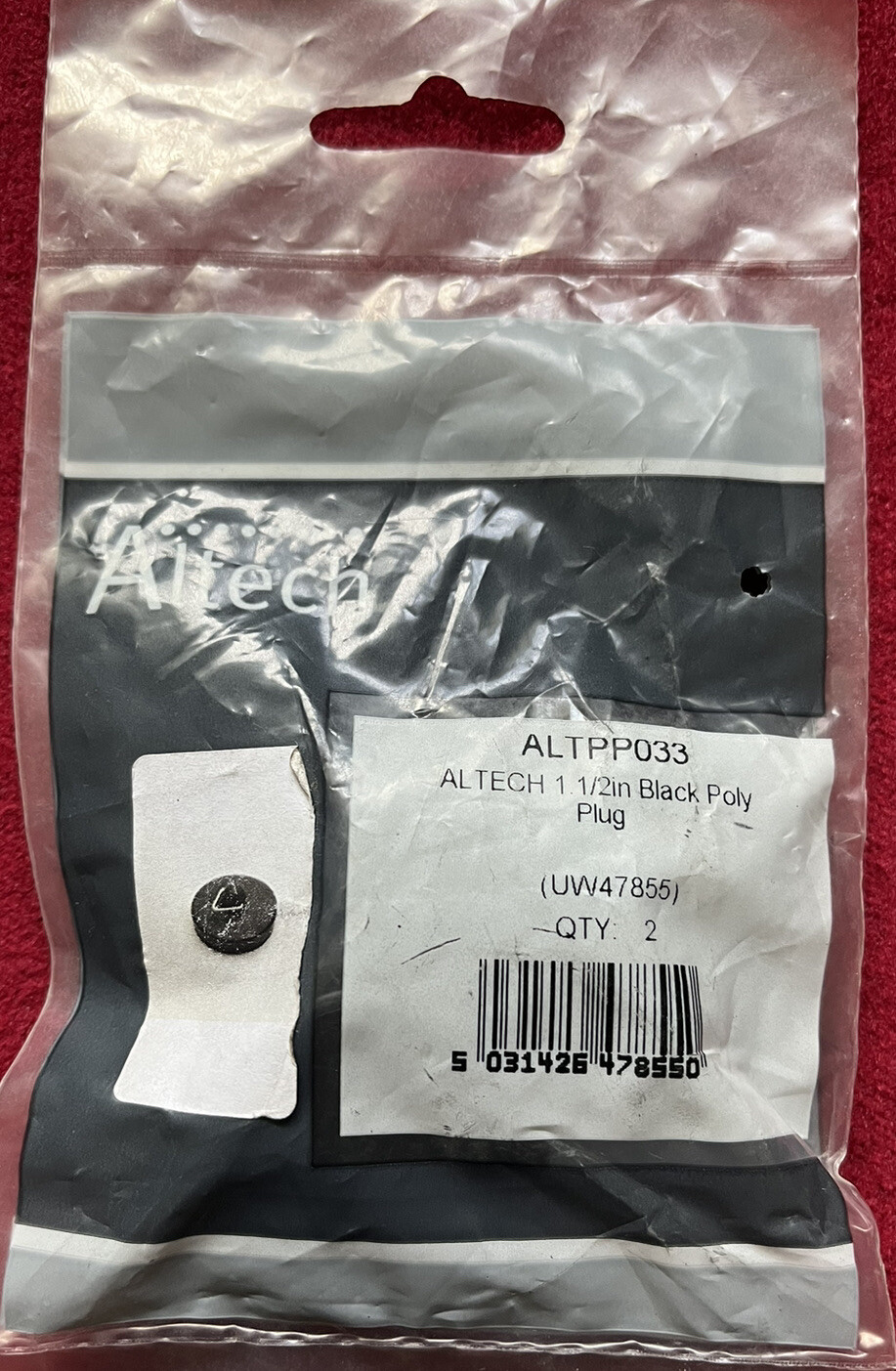 2PACK OF ALTECH 1.1 1/2” BLACK POLY SINK PLUGS ALTPP033 BRAND NEW