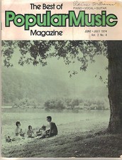 CARNET DE CHANSONS "MUSIQUE POPULAIRE JUIN-JUILLET 1974" - BURT BACHARACH.