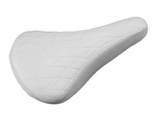 NEW! ABSOLUTE UNIVERSAL BMX BICYCLE VINYL SADDLE IN DIAMOND STYLE IN WHITE.