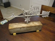 Vintage aluminum Weathervane  w horse and carriage detailed and 21 x 8''