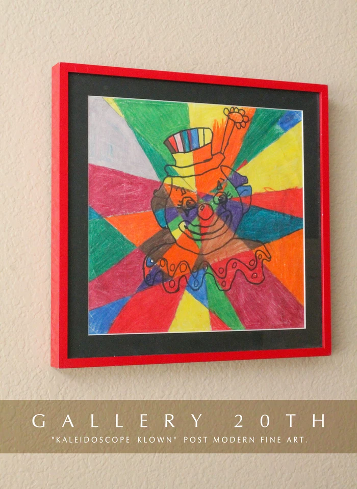 ¡PAYASO DE CIRCO! MID CENTURY "KALEIDOSCOPE KLOWN" ARTE ORIGINAL POSMODERNO! JOKER DE COLECCIÓN Foto 2 de 4