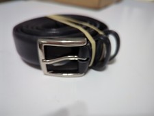 100 Big Mens Genuine SOFT FULL GRAIN Leather Belt Casual Pin Buckle Black EUC