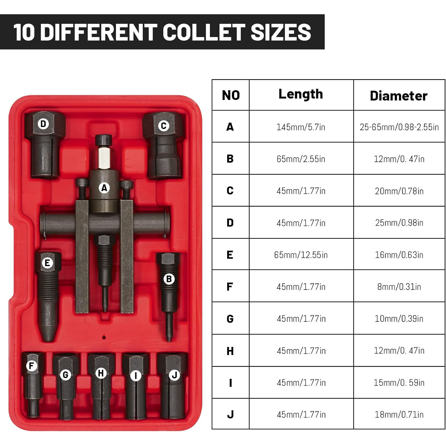 825mm Motorcycle Bearing Removal Tool 10PCS Motorcycle Bearing Puller