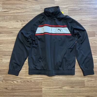 Puma Vintage 90's Sport Lifestyle Track Jacket Size Medium Black Red White