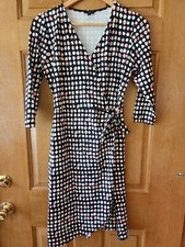 Talbots Dress Size 4 Petite Black Pink Faux Wrap Career Work Jersey No Wrinkle