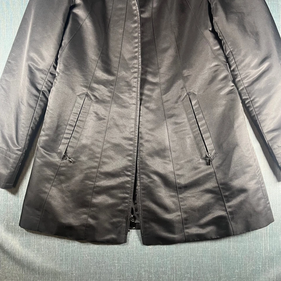 Jones New York Mujer Chaqueta Talla S Negro Poliéster Abrigo Lluvia Acolchado Foto 3 de 4
