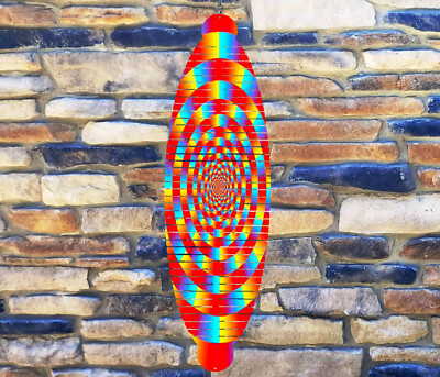 16'' Orange Optical Illusion Helix 3D Wind Spinner Yard Decor Kinetic hws011