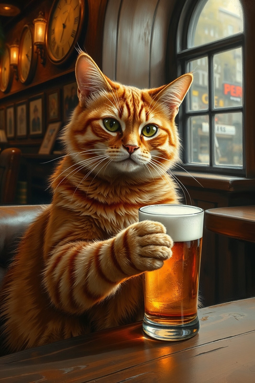 High-Quality Cat Beer Pub Fantasy 4x6 Art Print