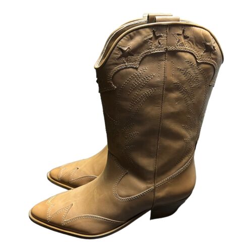 Schutz Brown Cicera Leather Bootie Size 9B Slip On Pointed Toe Original Bag - Picture 3 of 10