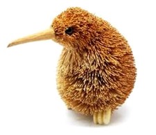 New Zealand Maori Buri Brush  Wood Kiwi Bird Hanging Christmas Ornament