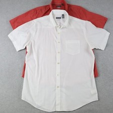 Van Heusen Shirt Mens Large Classic Fit Pocket Button Up Short Sleeve Lot of 2